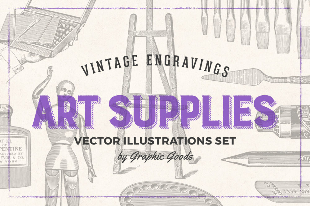 Art Supplies Vintage Illustrations 01