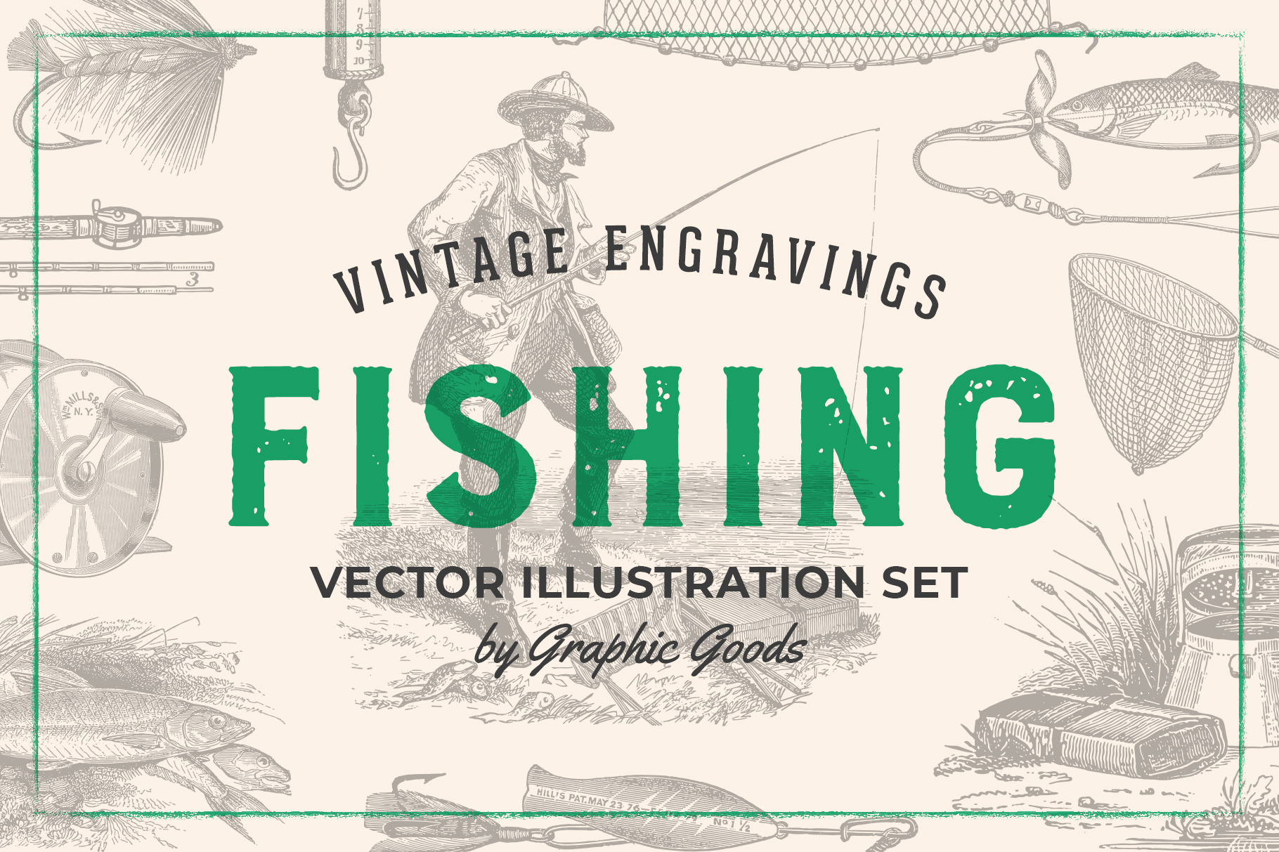 Fishing – Vintage Illustration Set by Graphic Goods 01