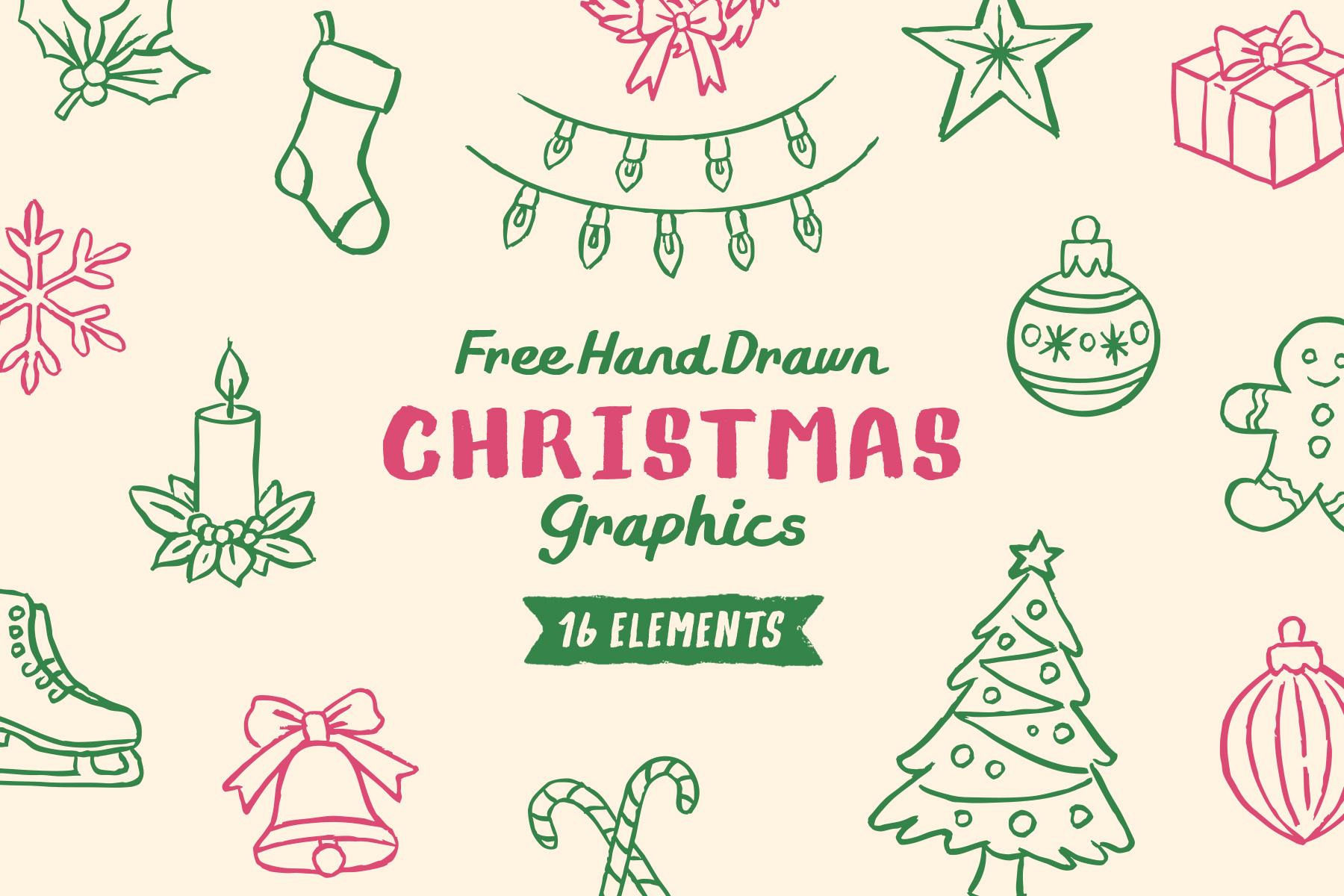 Free Hand-drawn Christmas Graphics by Graphic Goods preview 01