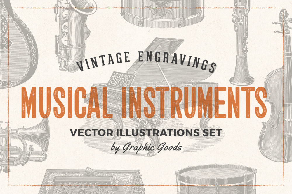 Musical Instruments Engravings Set 01