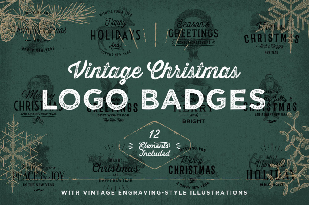 Vintage Christmas Logo Badges 01