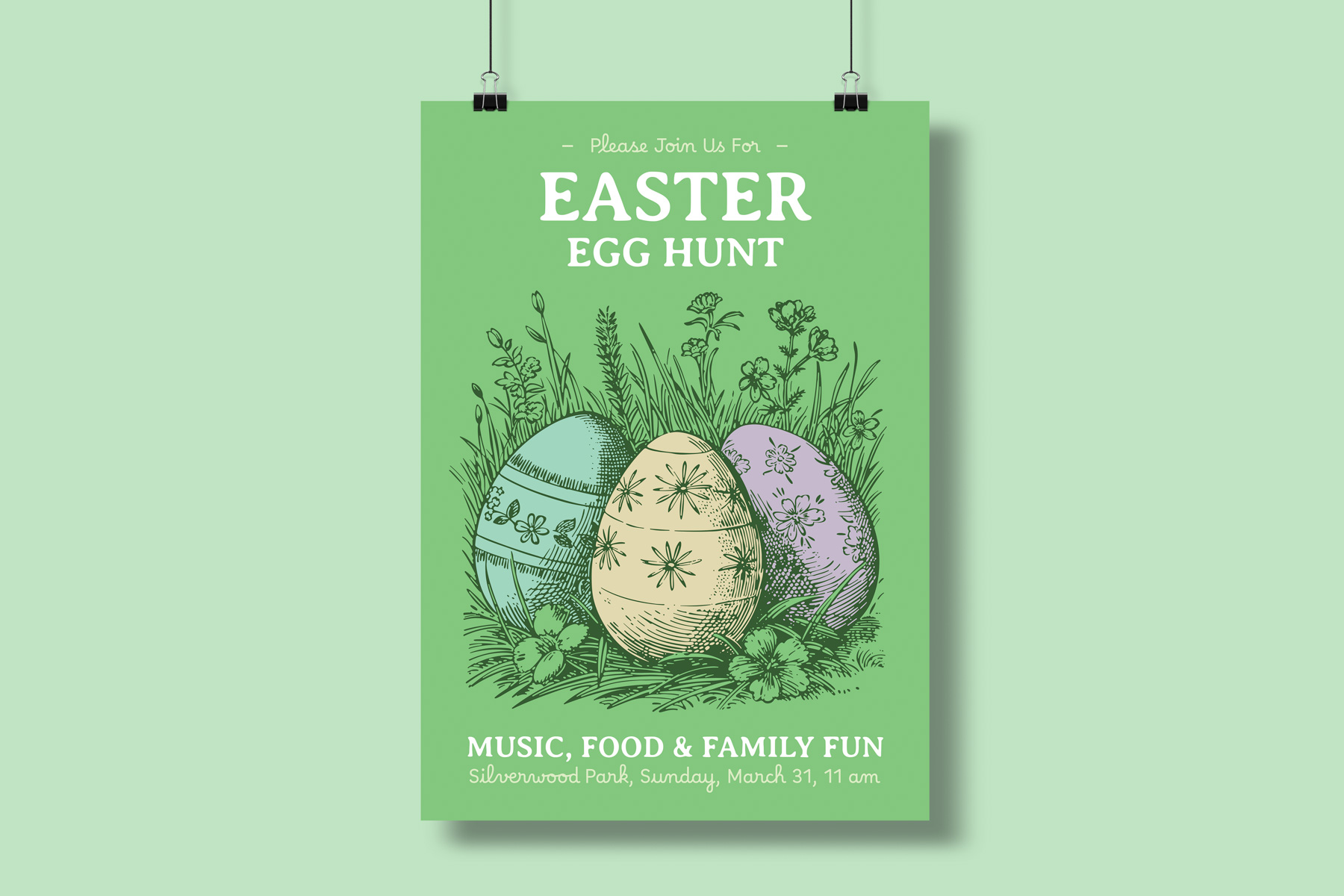 Vintage Easter Egg Hunt Flyer Template preview 01