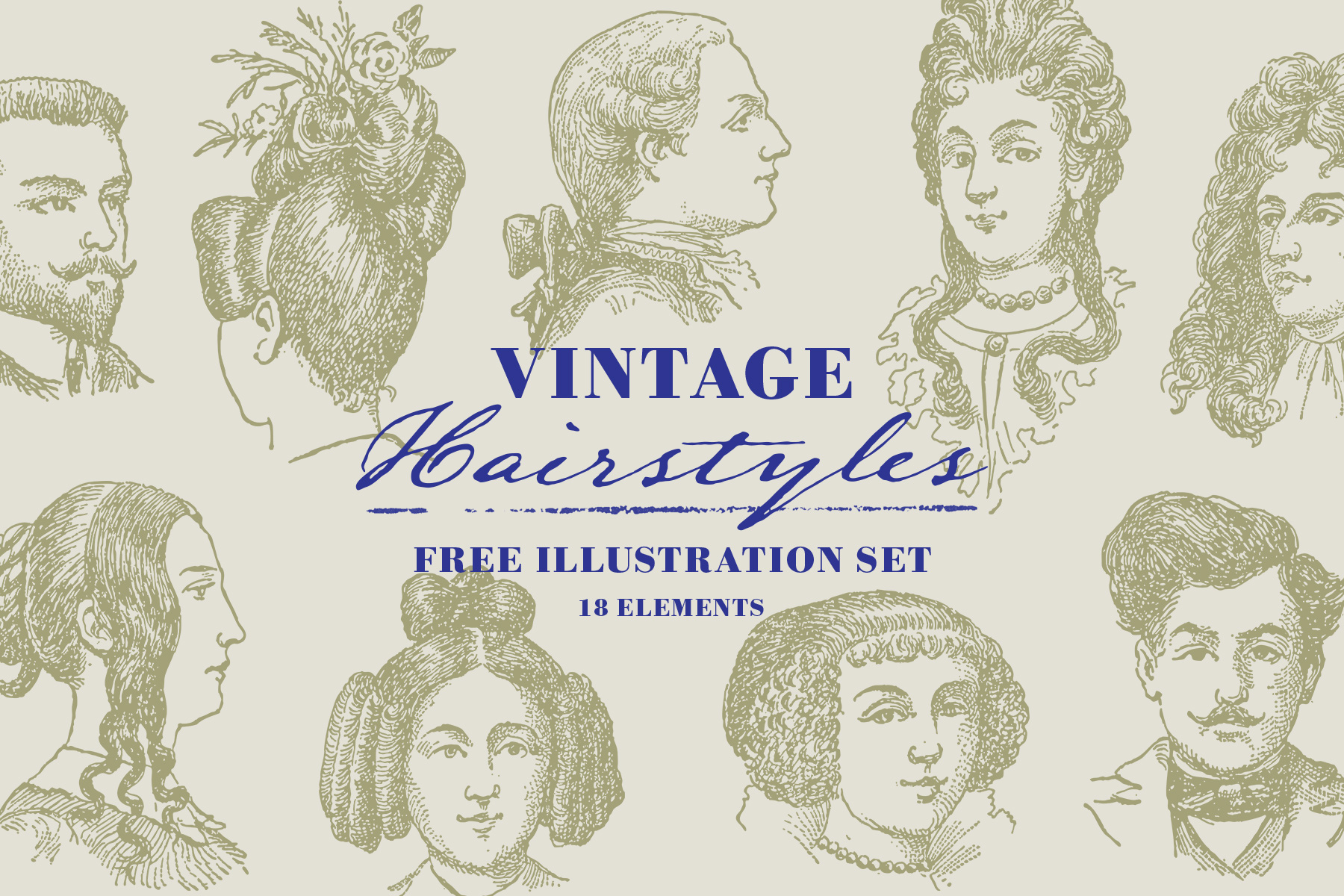 vintage hairstales illustrations preview 01